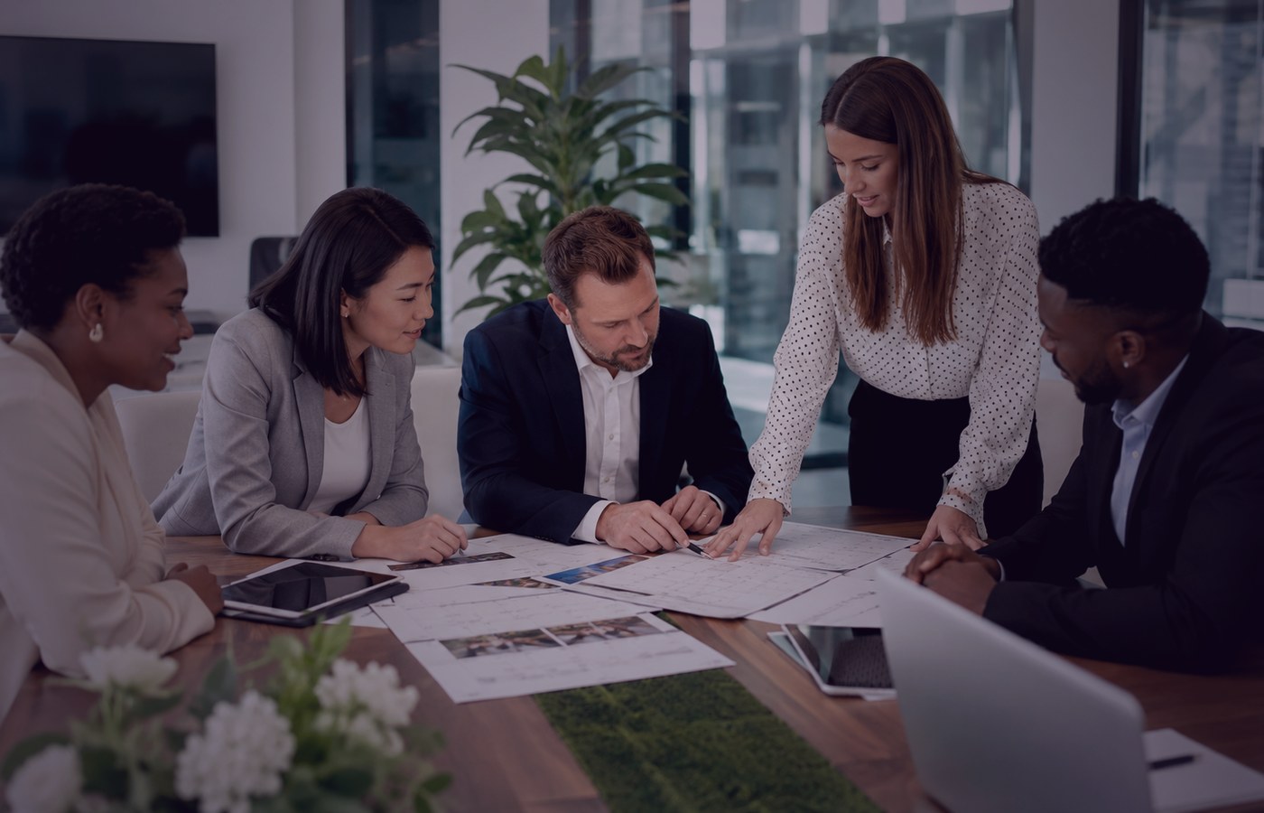 Team reviewing event space requirements